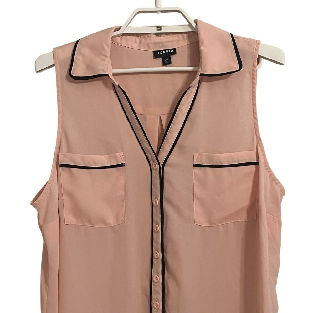Torrid Button Down Tank Piped Blouse - image 2